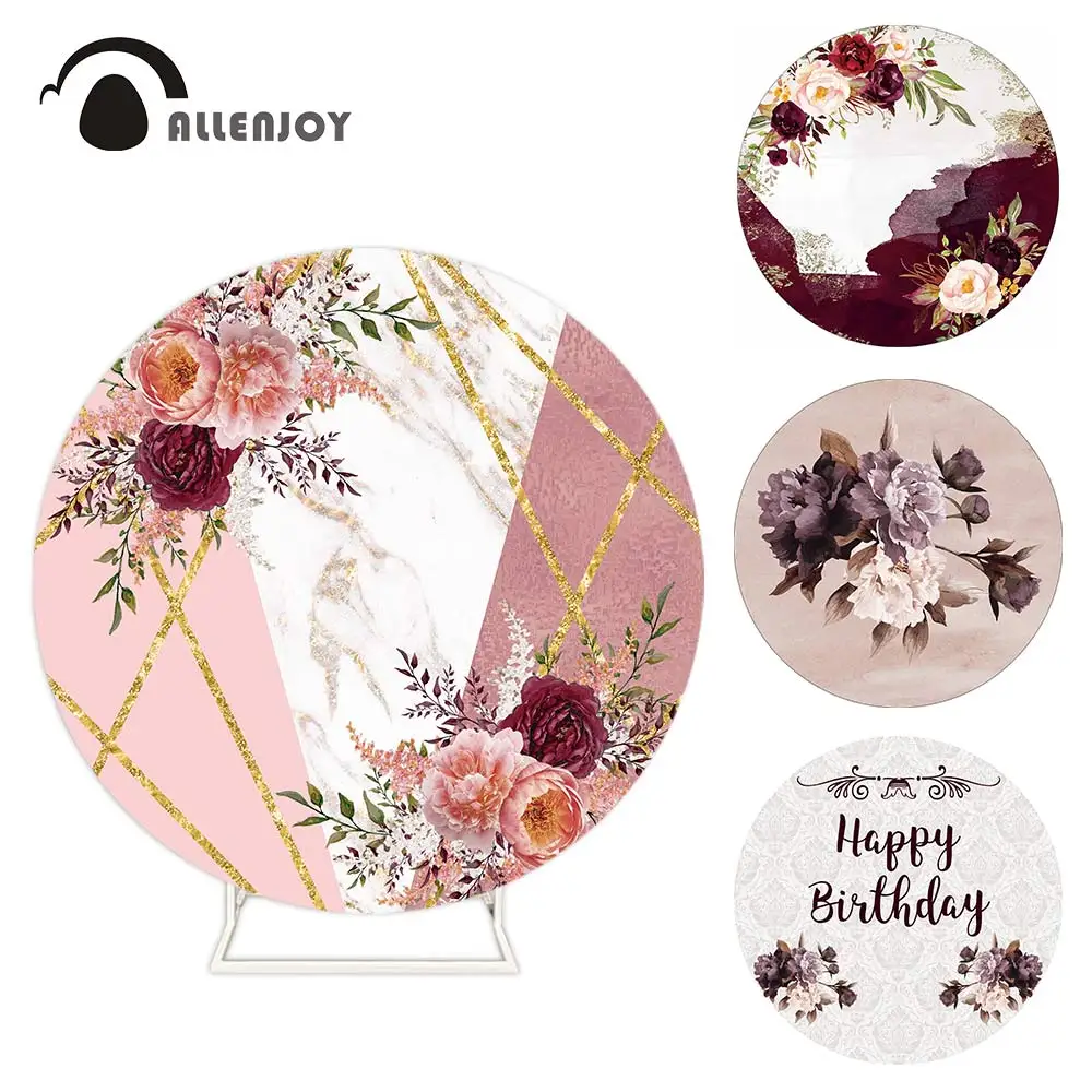 Allenjoy Wedding Flowers clothes round backdrop cover for photography happy birthday party photo studio circle background