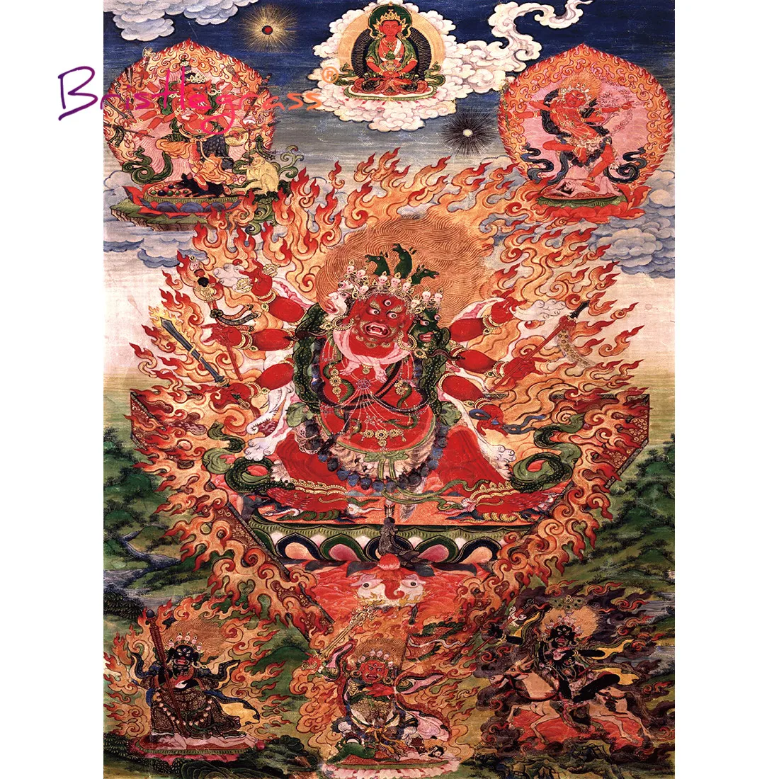 

BRISTLEGRASS деревянный пазл 500 1000 шт Hayagriva лошадь Neigher Тибетский Буддизм живопись танка развивающая игрушка Декор