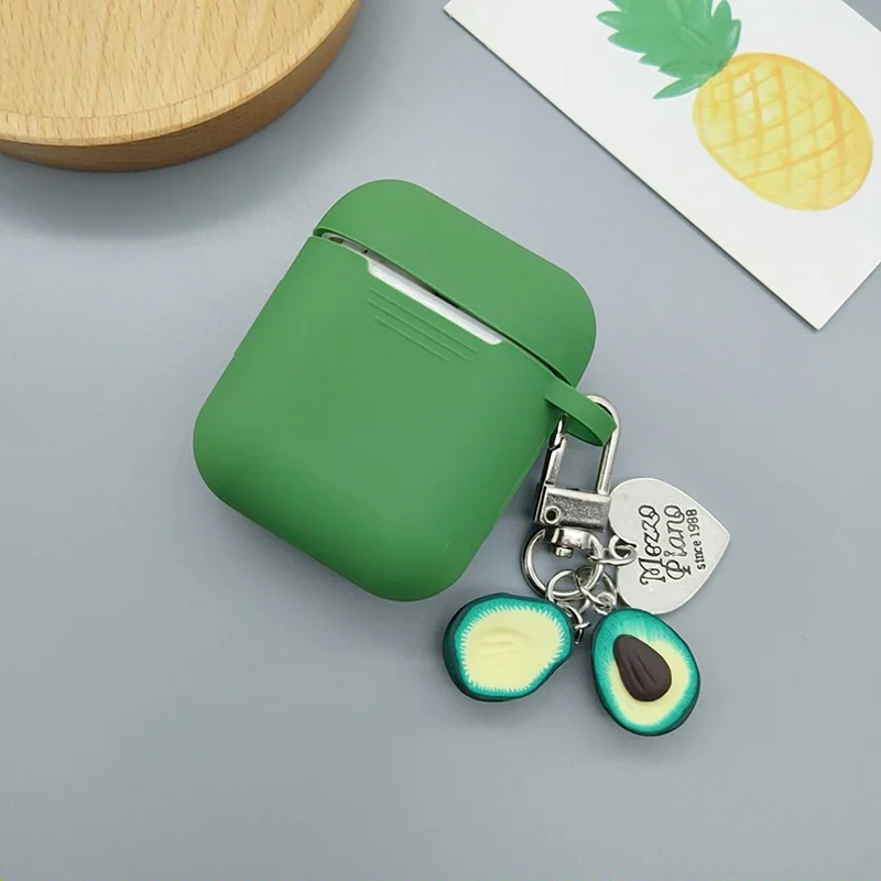 เคสซิลิโคนอโวคาโดสีเขียวน่ารักฤดูร้อนสำหรับ Apple airpods Pro 2เคสครอบหูฟังสำหรับ airpods 1/2/3กล่องชาร์จ