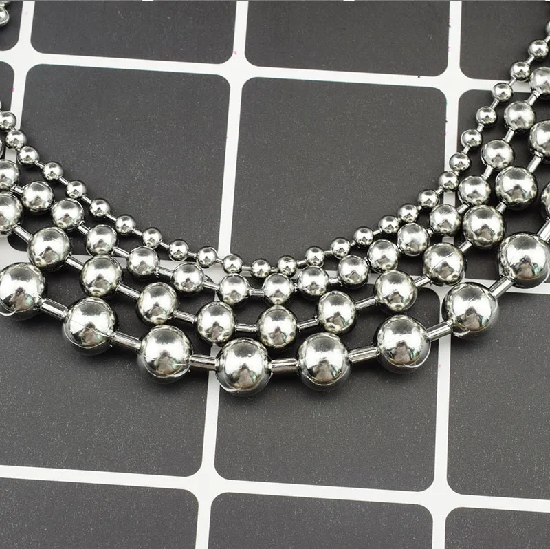 Kpop Beaded Stainless Steel Necklace Beads Choker Necklaces For Women Men Accessories Vintage Statement Collar Couple Gift 2021