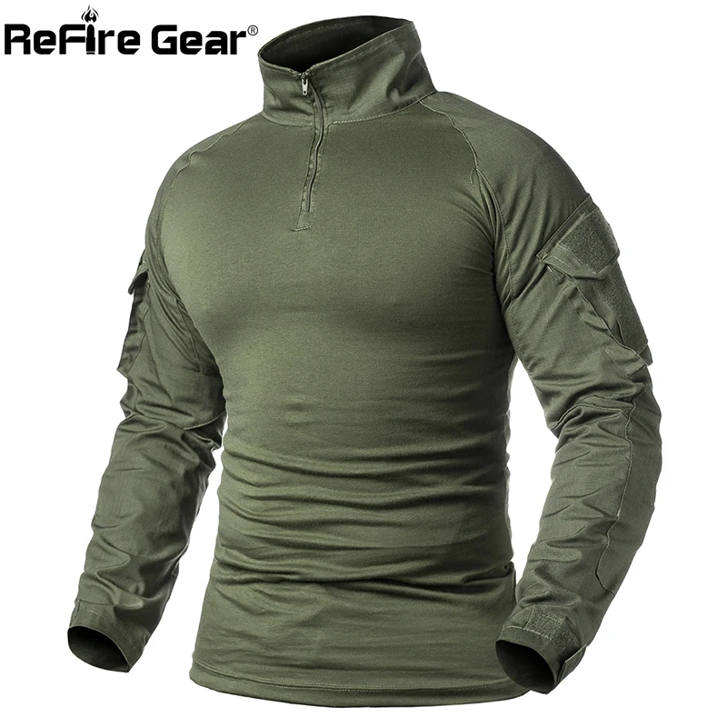 

ReFire Gear Men Military Tactical T-shirt Long Sleeve SWAT Soldiers Combat T Shirt Airsoft Clothes Man's Camouflage Army Shirts