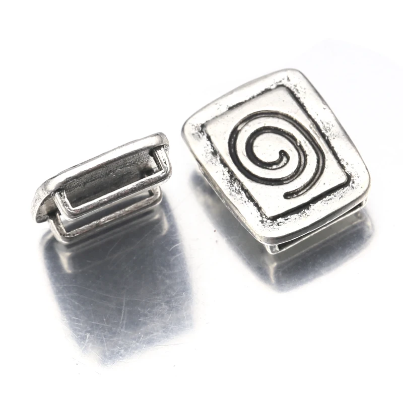 10 قطعة الفضة التبتية دوامة Patter المتزلج خرزة مباعدة ل 10 مللي متر سلك جلد مسطح سوار ذاتي الصنع خمر صنع المجوهرات اكسسوارات #3