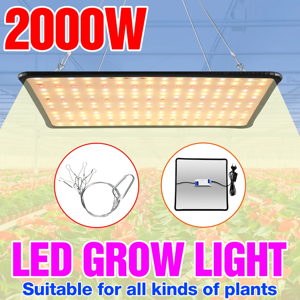 

SPSCL Greenhouse Grow Lamp LED Hydroponics Phyto Light 2000W Flower Plant Growth Tent Lamp EU US UK Plug Seedling Growing Light