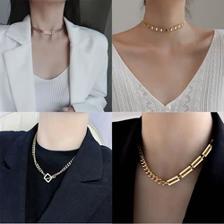 XIYANIKE 316L Stainless Steel Geometric Necklace For Women Choker Trend Party Gift Fashion Jewelry