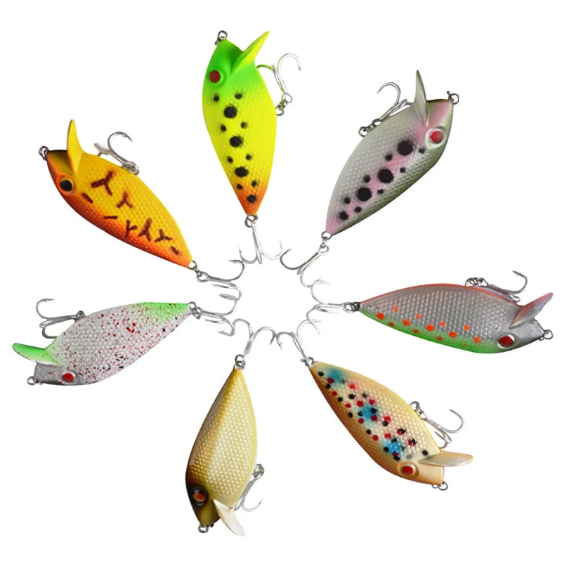 1PCS Hard VIB Lures Fishing Bait Treble Hooks Sinking Crankbait Wobber Fishing Tackle 6.5g 7cm
