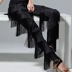 3xl 4xl 5xl Tassel Trouser For Women Elastic High Waist Black Long Pencil Pants Spring Female Fringe Pants