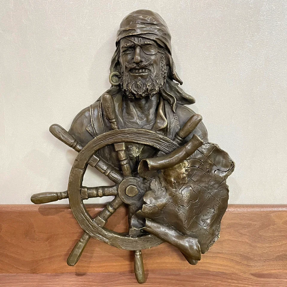 Bronze Captain Jack Statue Wall Hanging Sculpture Art Famous Movie Man Bust Gorgeous Home Decoration Gifts