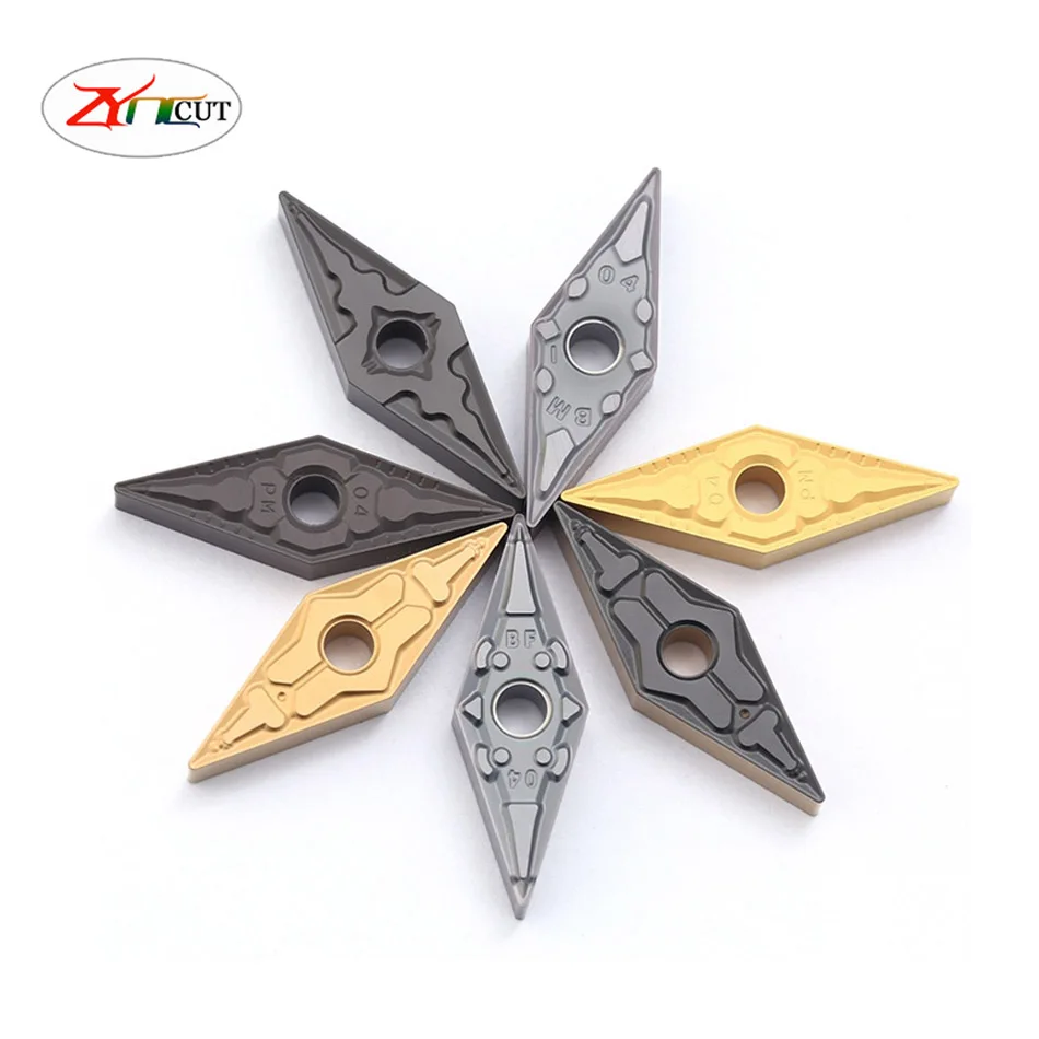 

10PCS VBMT160404-HQ VBMT160408-MV P201F General purpose turning tool blade for steel parts PVD Cemented Carbide Coated Blade