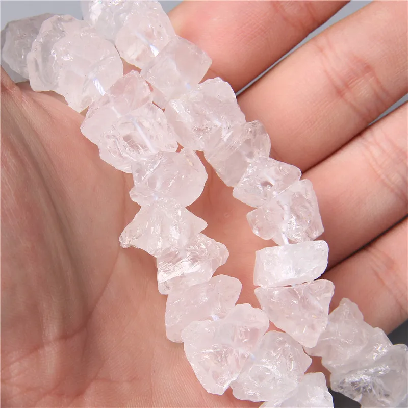 Natural Elegant Pure White Clear Transparent Quartz Beads 10-13mm Loose Freeform Minerals Crystal Gravel Bead For Jewelry Making