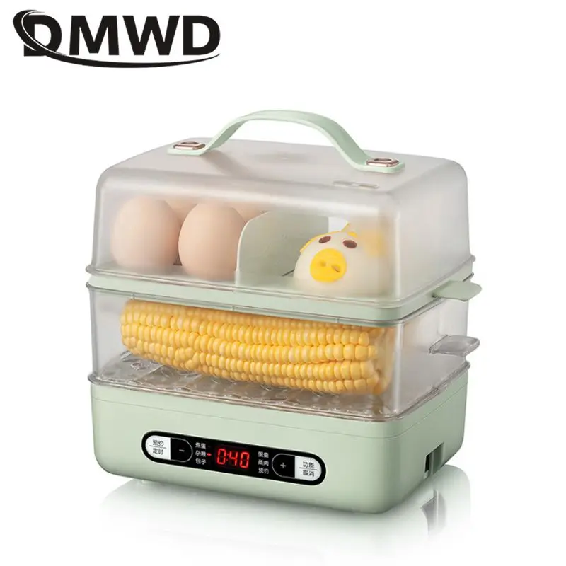 

DMWD Household Egg Cooker Double Layer Steamed Egg Timer boiler Steamer Breakfast Machine Automatic Power Off