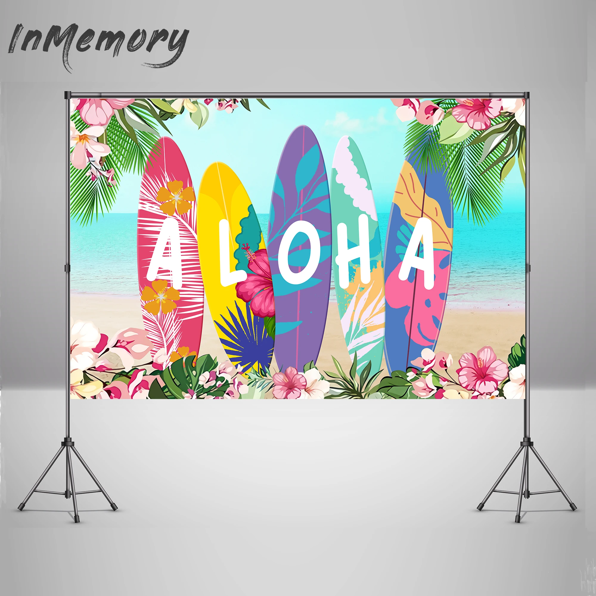 Aloha Luau Backdrop for Event Party Summer Tropical Hawaiian Beach Photo Background Summer Baby Shower Birthday Party Decoration