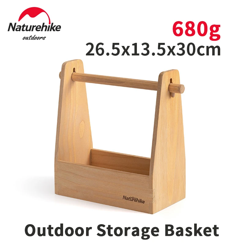 

Naturehike Outdoor Storage Basket Ultralight 0.7kg Solid Wood Picnic Hand Basket Camping BBQ Tableware Accessories Storage Box