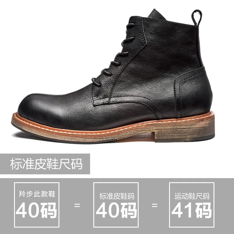 Winter Cowhide Cowboy Boots Male Men High Quality Genuine Leather Ankle Boots Men Casual Shoes Designer Shoes Mens Combat Boots