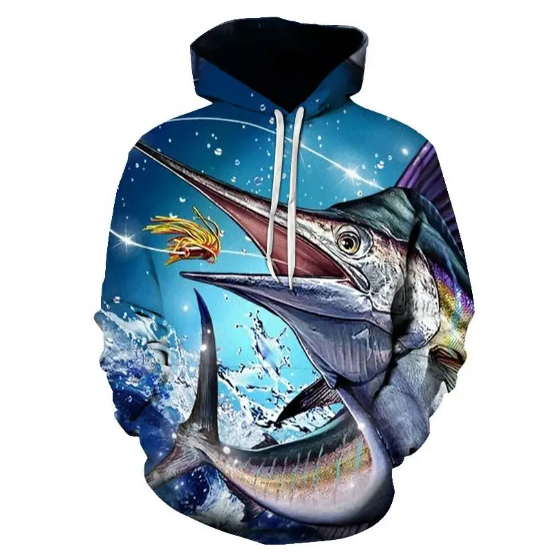 Men\'s Fashion Animal Fishing Graphic Harajuku Casual Sportswear Funny 3D Printed Hoodies/With Hood Sweatshirts Men\'s And Women\'s