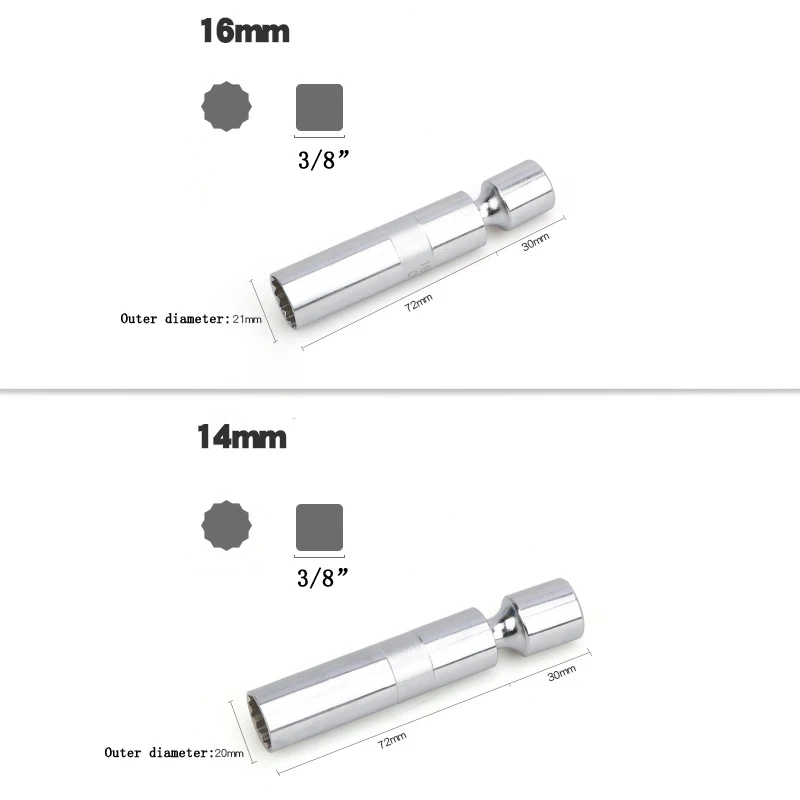 3/8 "14/16mm Zündkerze Spezielle Steckdosen 12-zahn Flexible 3/8 Buchse Werkzeug CR-V Universal magnetische Schlüssel Kopf Auto Reparatur Werkzeuge