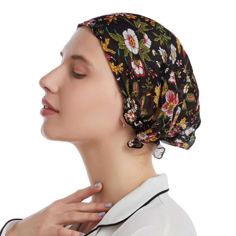 New Style 100% Mulberry Silk for Home Hair Care Maternity Confinement Cap Silk Triangle Night Cap Thin Female Headscarf Cap