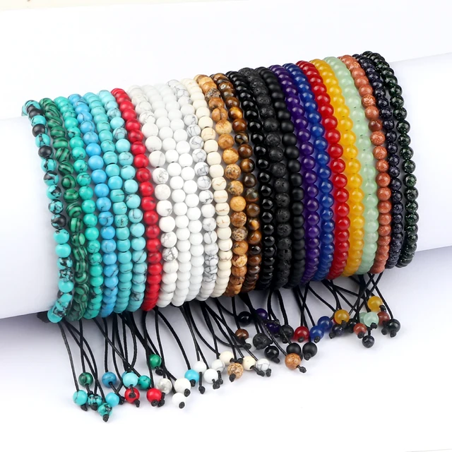 96159-a7d3bd.jpg Adjustable 4mm Chakra Beads Bracelet Mini Natural Stone Agats Lava Tiger Eye Beaded Bracelets & Bangles Women Men Gift Jewelry