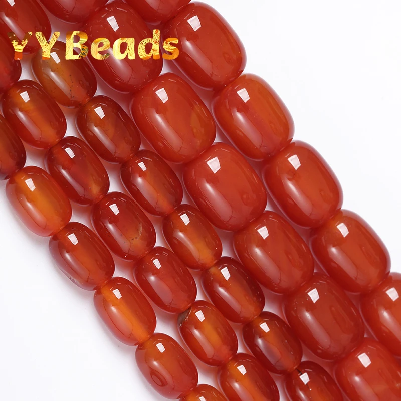 100% Natural Red Agates Drum Barrel Shape Beads 4x6mm 8x12mm Loose Charm Spacer Beads For Jewelry Making Bracelets Accessories