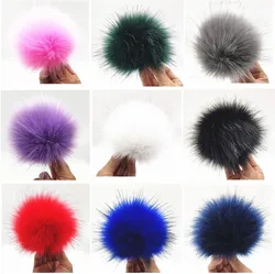 Pompons en Fourrure Artificielle Colorés avec lèvent à Pression, Bonnets Tricotés, Chapeaux, Chaussures, Hiver, Nouveau, 12cm