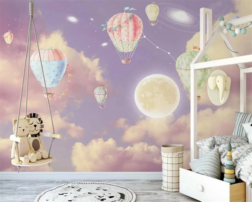 beibehang Custom modern nordic hand-painted feather starry sky children's room interior background papel de parede wallpaper
