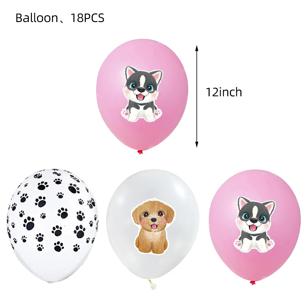 Pink Dog Paw Theme Birthday Plate Cup Tablecloth Balloon Tableware Set Pet Dog Party Decor Baby Shower Supplies день рождения