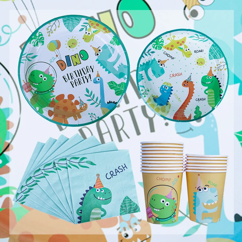 Dinosaur Theme Party Dinosaur Disposable Tableware Set Balloon Kids Boy Birthday Party Decoration Jungle Party Baby Shower Favor