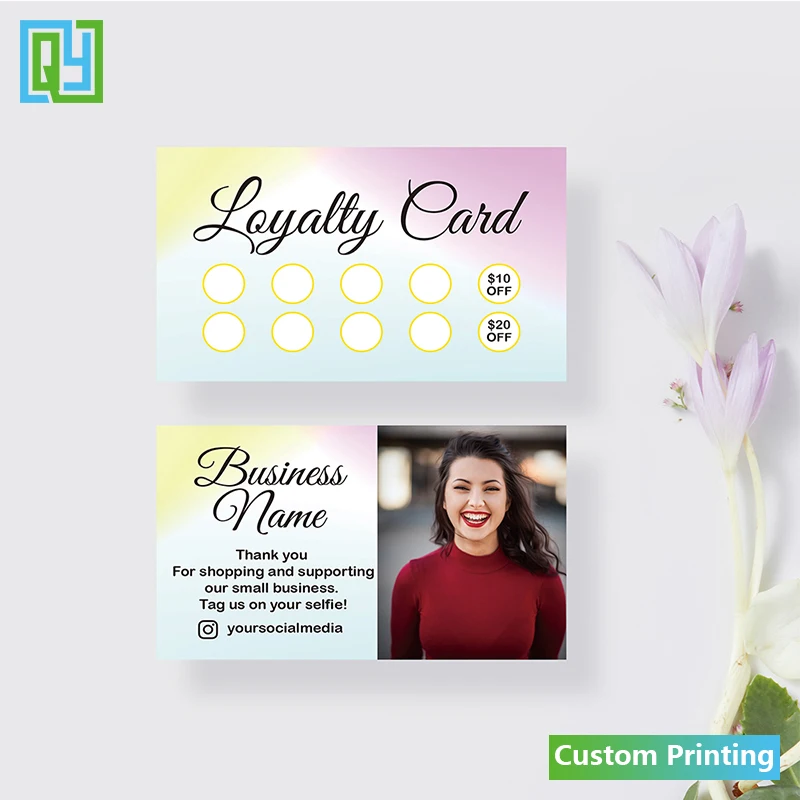 Free Shipping Design Custom Loyalty Card  100 PCS Reward Card Paper Card Business Card 54x90mm Thank You Card For Small Business