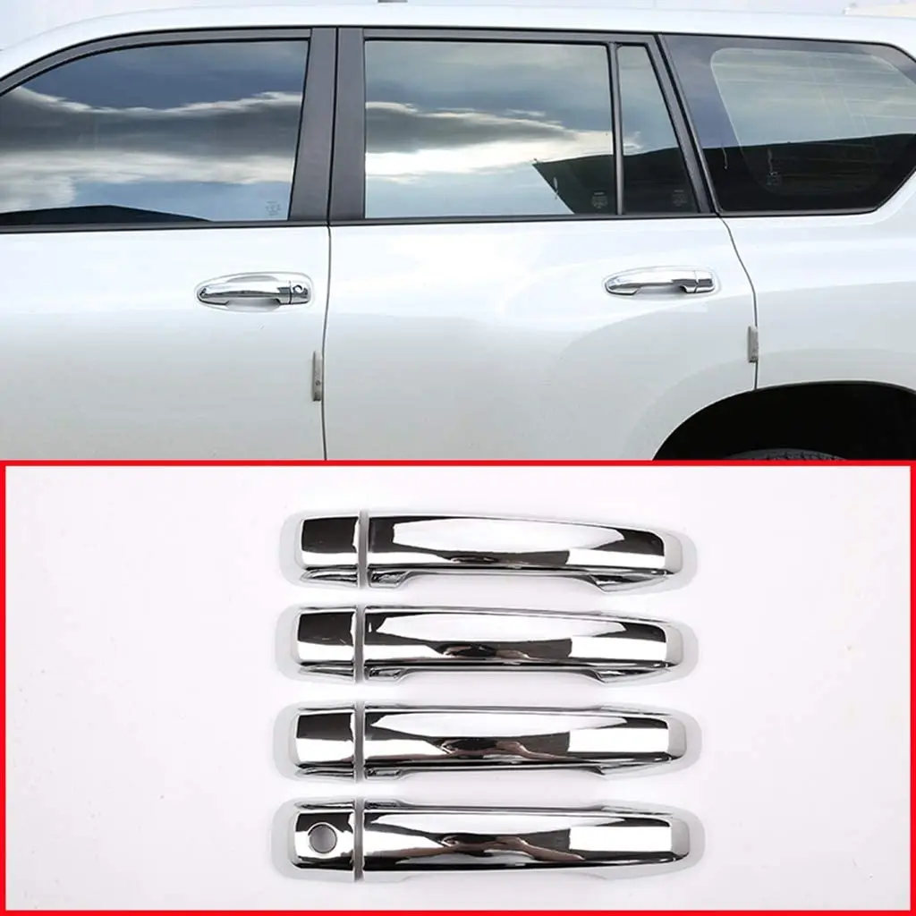 ABS Chrome Plastic Exterior Door Handle Trim Car Accessories Without Intelligent Hole For Toyota Prado FJ150 150 2018