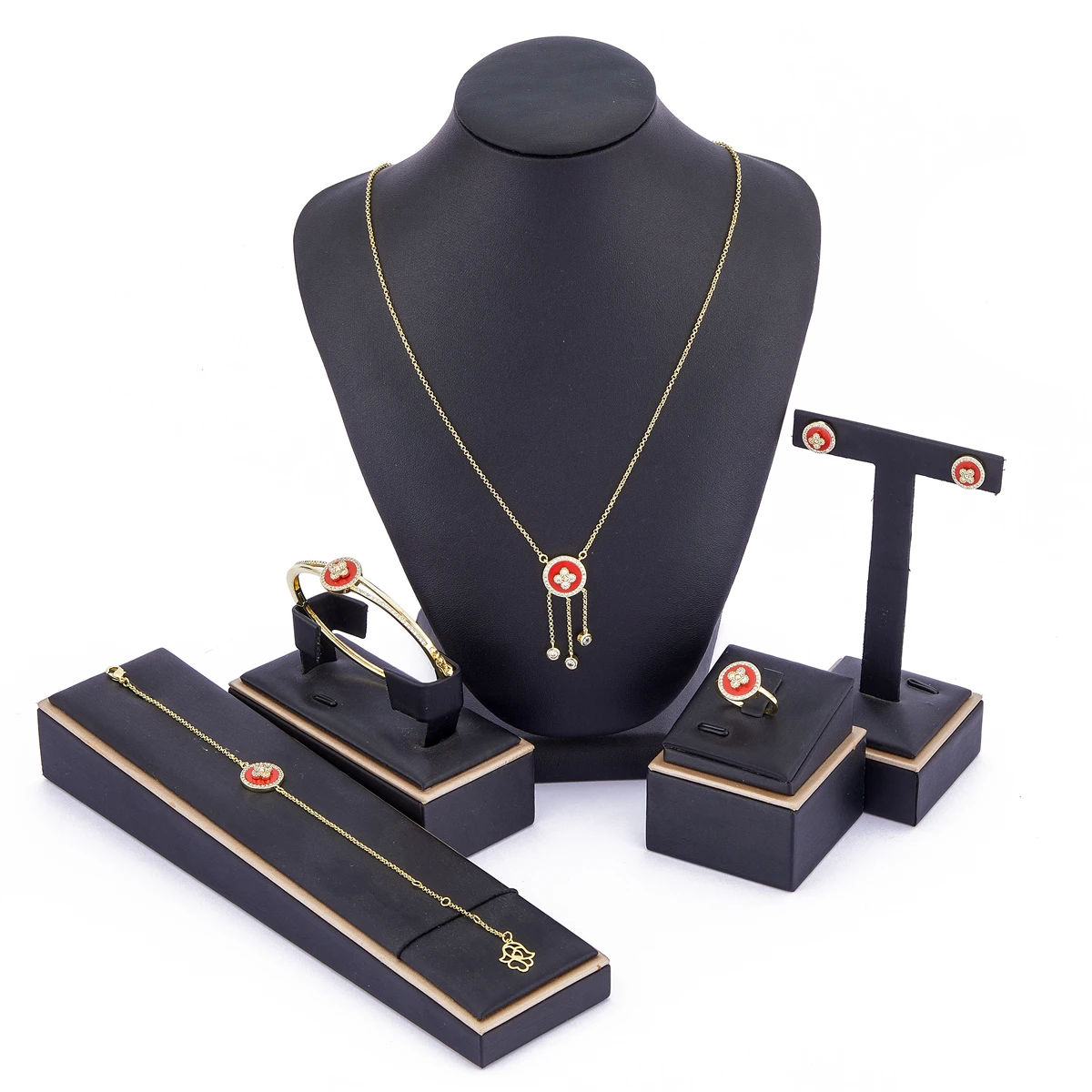 2021 Apr hot selling accessories wedding jewelry set for women Color clover jewelry set copper high quality jewelry set