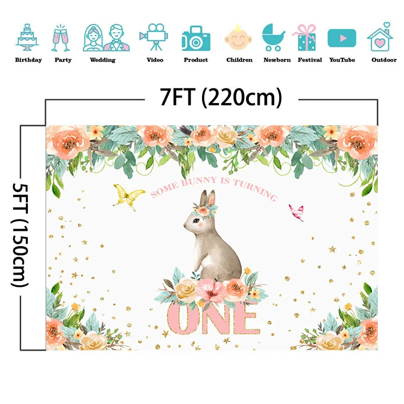 Mocsicka Một Số Bunny Là Biến Phông Nền Mùa Xuân Hoa Sơ Sinh Bé Gái Sinh Nhật Trang Trí Đạo Cụ Nền Chụp Ảnh
