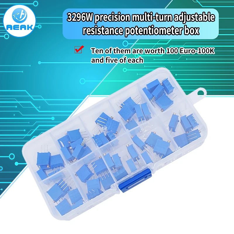 3296W Multiturn Trimpotentiometer Kit High Precision 3296 Variabele Weerstand Met Gratis Doos Elektronische Diy