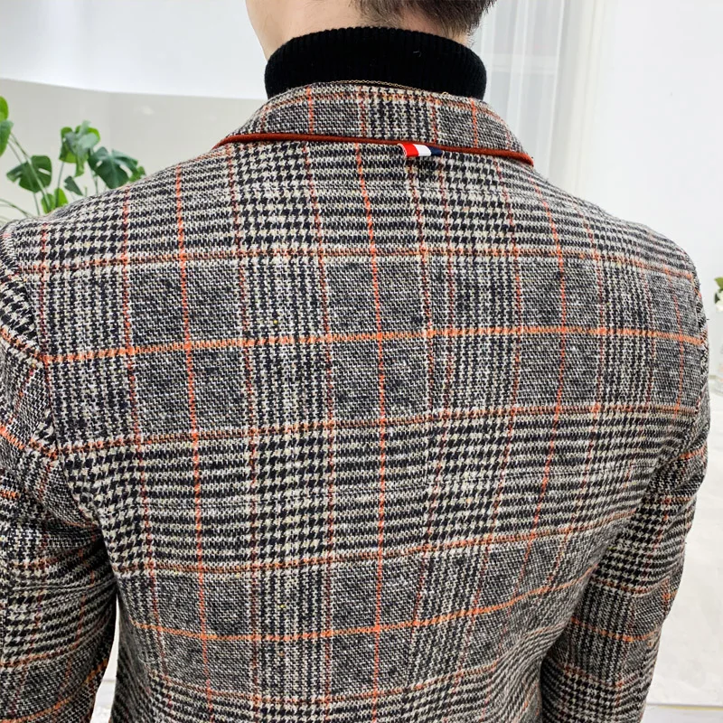 Brand Clothing Men Plaid Spring Casual Business Suit/Male High Quality Cotton Slim Fit Blazers Jackets/Man Tuxedo coat S-4XL