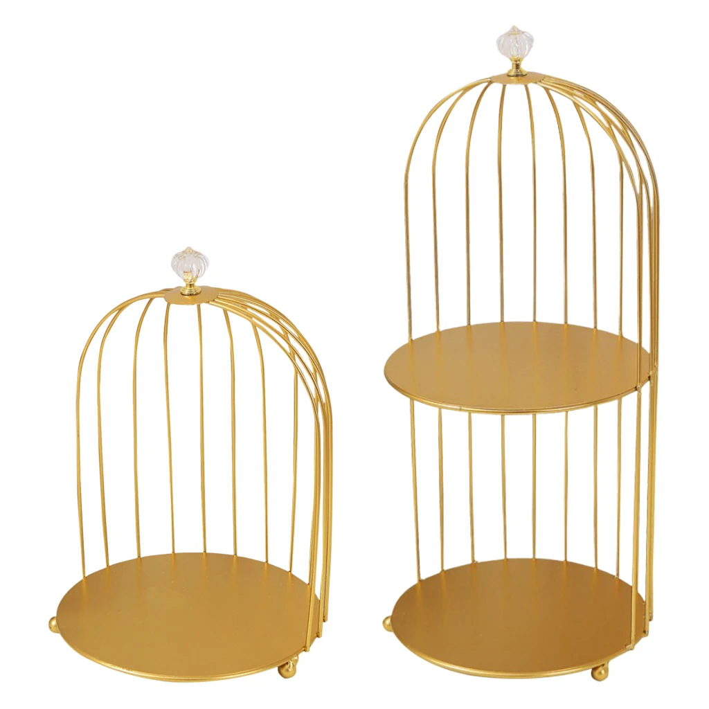 Nordic Bird Cage Desktop Organizer Cake Cupcakes Serving Holder Cosmetics Makeup Jewelry Necklace Rings Bathroom Rack