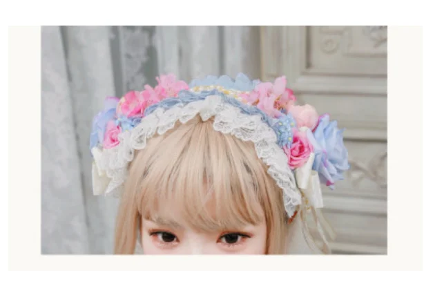 lolita hair accessories flower wedding accessories streamer sweet wild hair clip edge clip headdress handmade jewelry lace bow