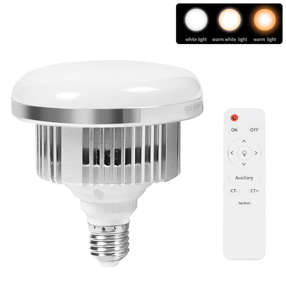 

E27 85W LED Photo Studio Light Bulb Lamp Adjustable Brightness 3200K~5500K With Wireless Remote Control Studio Photo Video Light