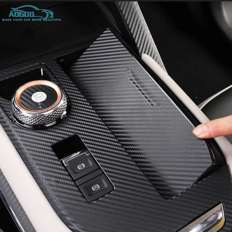 Bandes Autocollantes de Panneau de Boîte de Vitesses pour Console de Voiture, Film en Fibre de Carbone, Accessoires de Décoration Intérieure pour