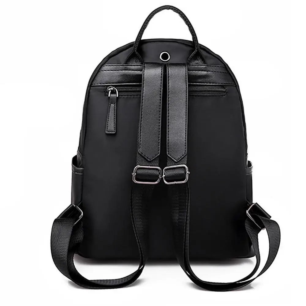 Women Backpack Oxford Cloth Waterproof Solid Color Rucksack Zipper Schoolbag Pack with Earphone Jack Teen Girls Mochila Bags