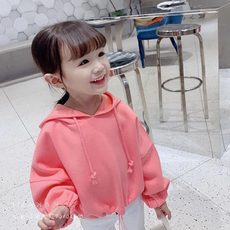 Fashion Baby Boy Girl Hoodie Short Bottom Tight Pink White Green Infant Toddler Kids Sweatshirt Top Solid Hooded Clothes 1-8Y