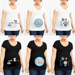 Pregnant Women Maternity Clothes It's A Boy Pregnant Funny T-shirt Summer Maternity Tops Pregnancy Announcement New Baby Tee