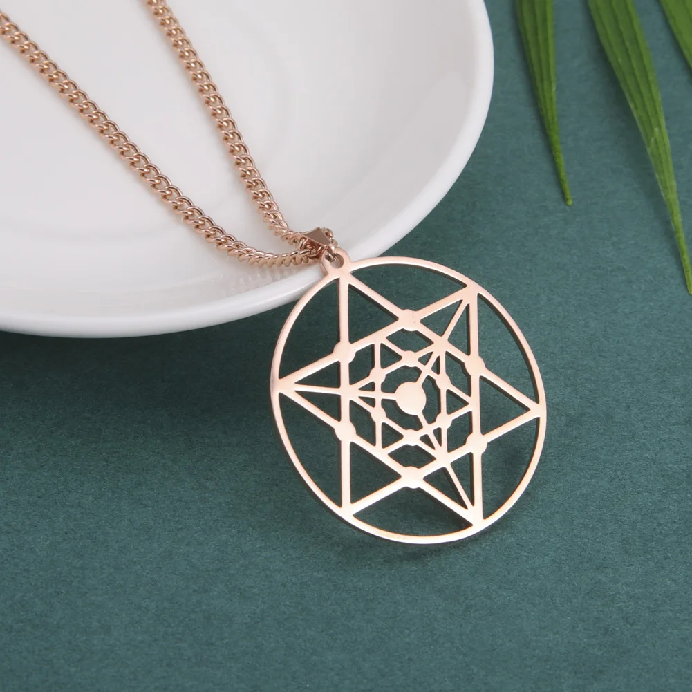 Dawapara Star Tetrahedron Pendant Merkabah Merkaba Necklace Sacred Geometry Protection Amulet Stainless Steel Jewelry