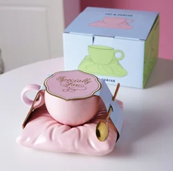 Lazzy House Ceramic Mugs Coffee Cups Drinkware Mug for Tea Large Saucer Set Creative Christmas Gift Box Set Couple cups