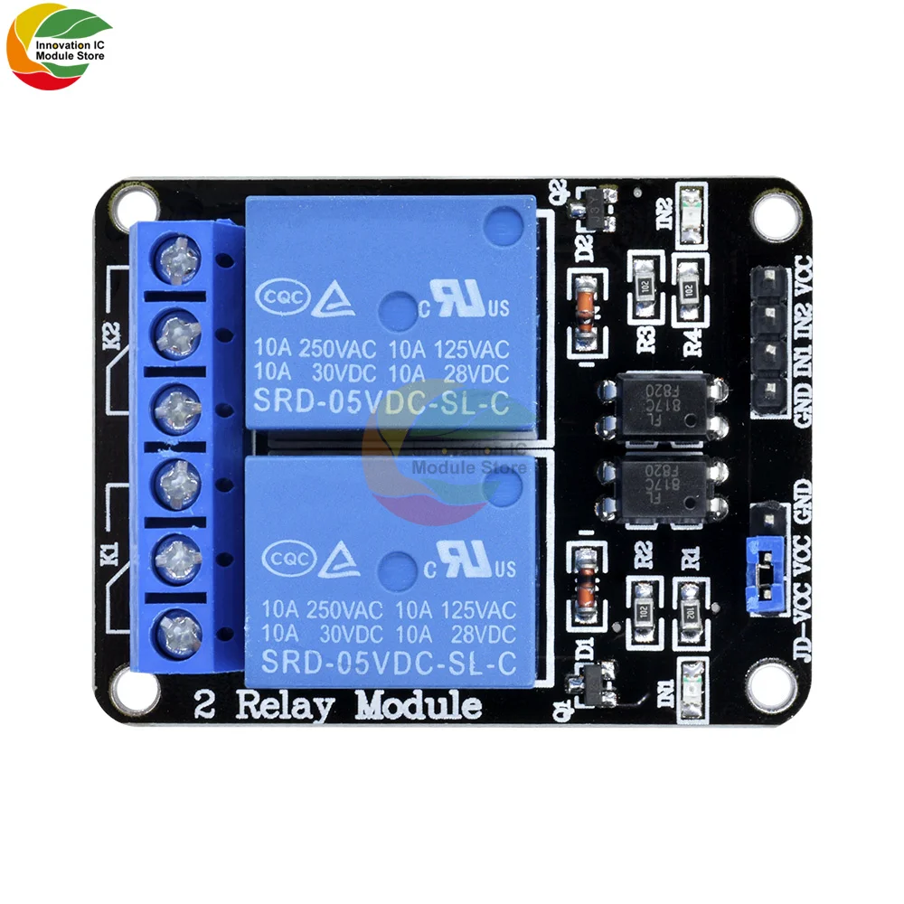 2 CH DC 5V Relay Module with Optocoupler Low Level Trigger for Arduino R3 MEGA 2560 1280 DSP ARM PIC AVR STM32 Raspberry Pi