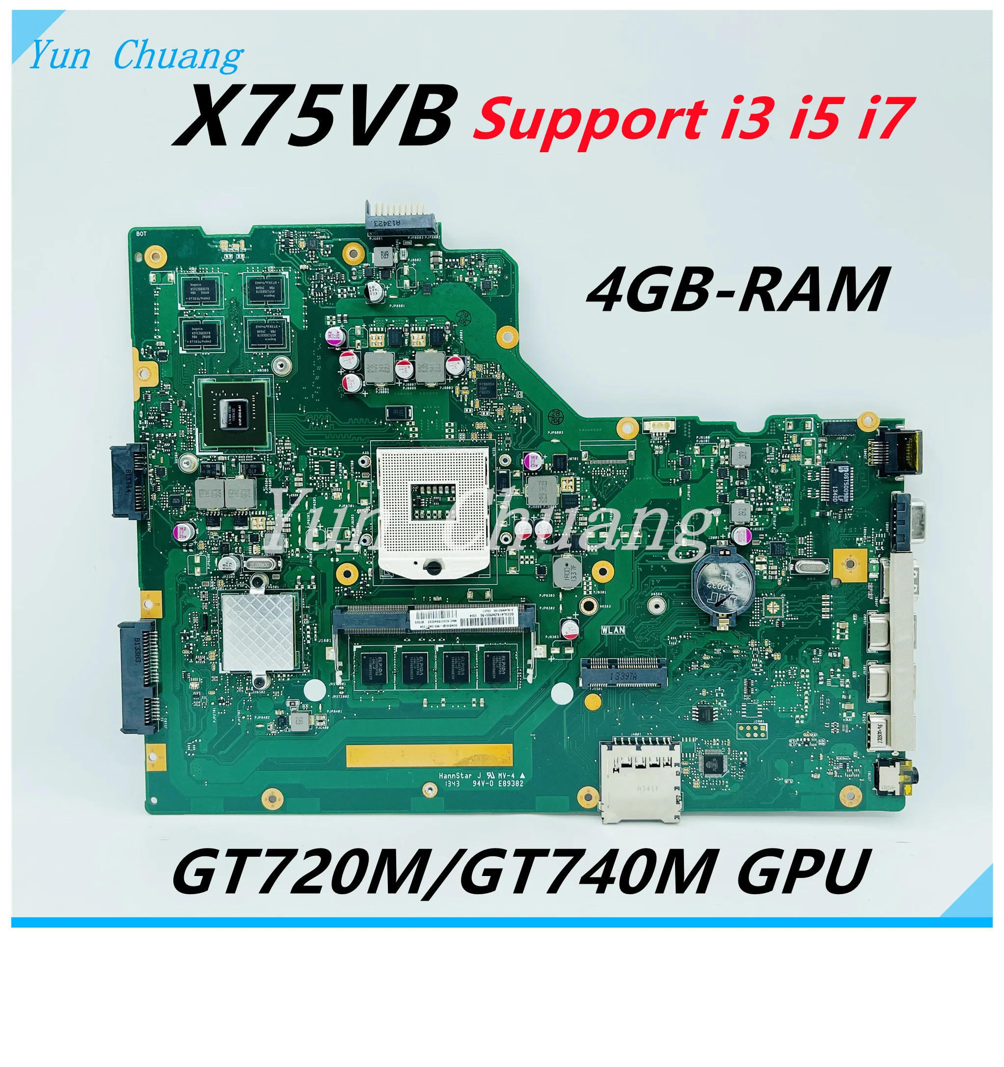 laptop motherboard mainboard para asus x75vc x75vb x75vd x75v com 4gb ram gt740m gt720m 2gb suporte i3 i5 i7 x75vb rev20 01