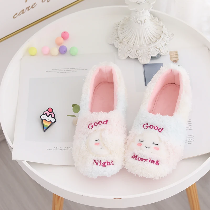 Slippers Women Indoor House Plush Soft Cute Cotton Slippers Shoes Non-slip Floor Home Slippers Bedroom Autumn Solid Color