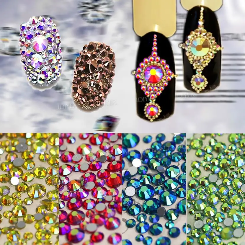 Stunning Unusual Quality! AB SS3-SS10 Mix Sizes Non Hot Fix Rhinestones Nail Crystal Decoration Flatback Strass Glitters Stone