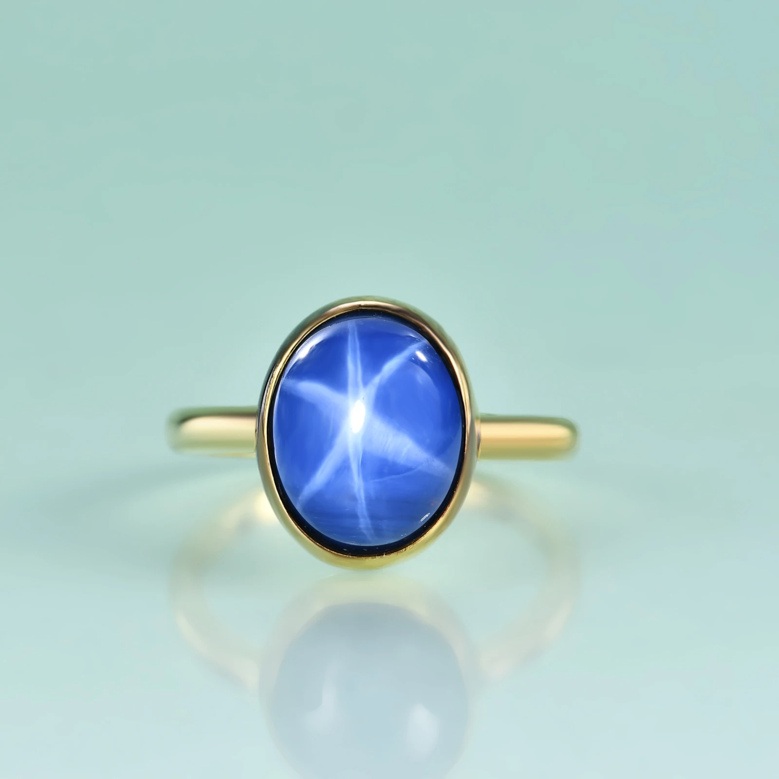 Gem's Beauty Oval 9X11mm Lindy Blue Star Sapphire Rings 925 Sterling Silver Gold Cocktail Ring Fine Jewelry for Women Wife