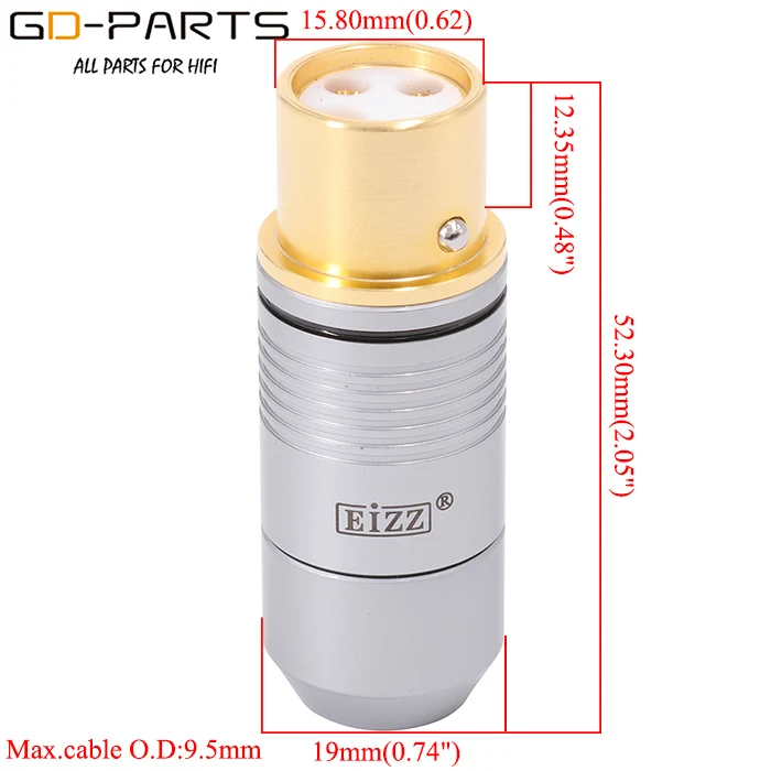 EIZZ Tellurium Copper 3-Pin Male Female XLR Connector MIC Snake