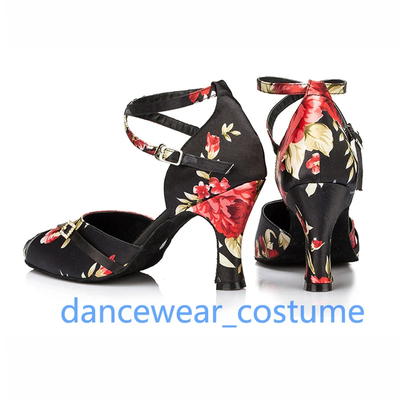 Chaussures de danse en daim à bout fermé pour femmes et filles, sandales à talons hauts, satin, salle de Rh, latin, tango, jazz, salsa moderne, professionnel, US5-9