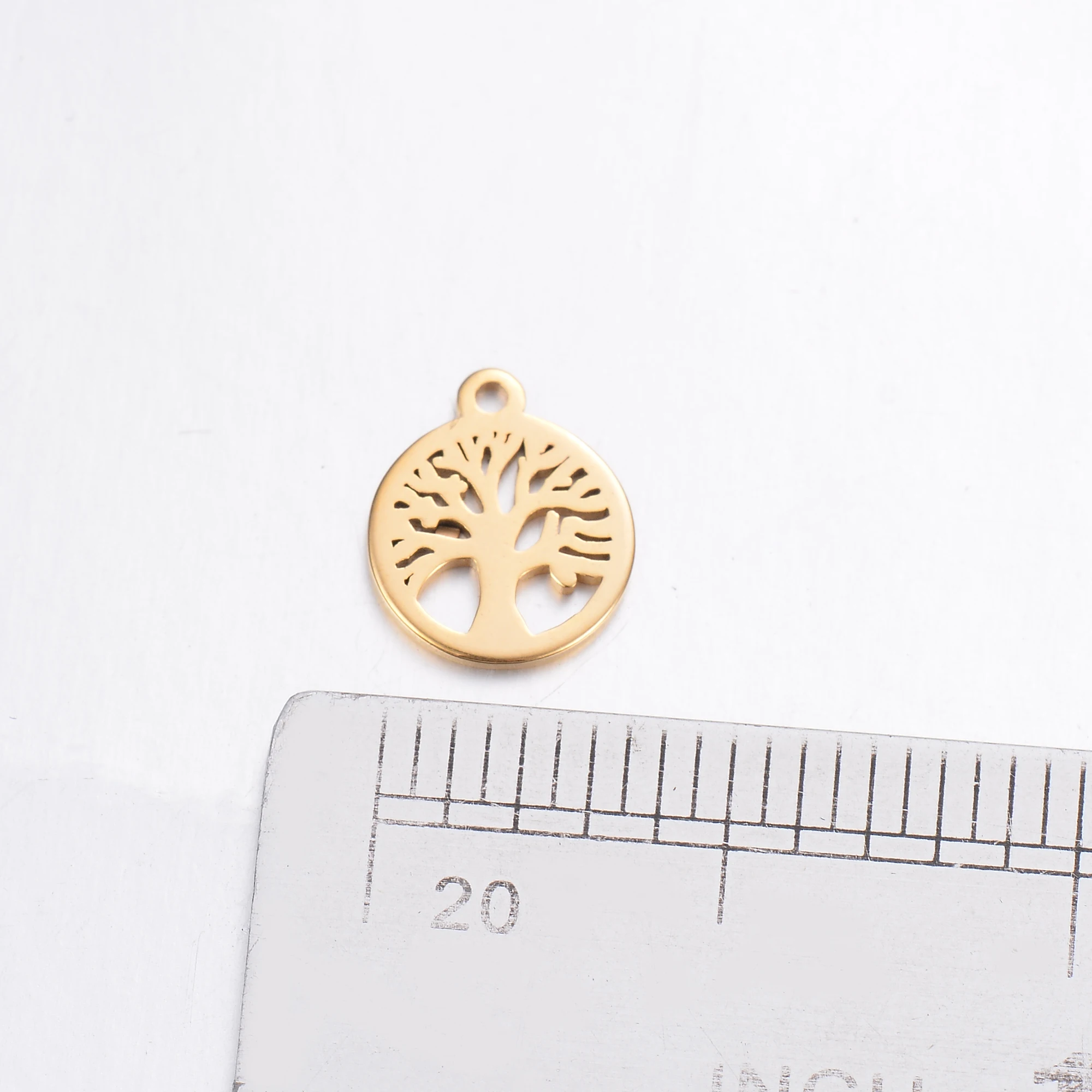 20pcs DIY Gold Tone Stainless Steel Tree of Life Jewelry Charm, Jewelry Makings ,Hypoallergenic and Not Turn Off Color