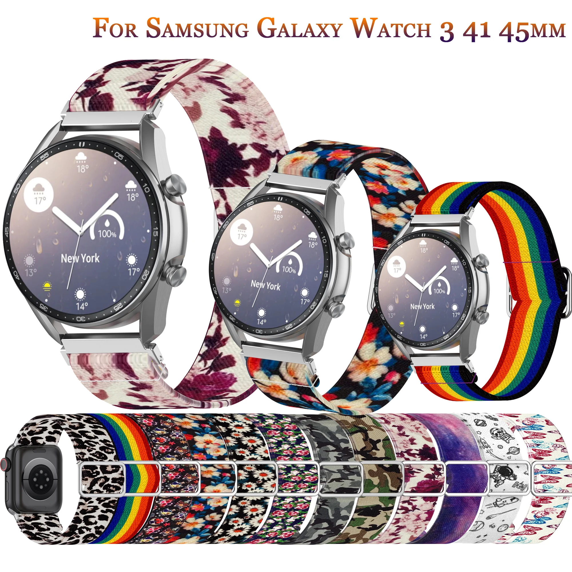 Sport Braided Band for Samsung Galaxy Watch 3 41mm 45mm Nylon Watchabnd Bracelet for Huewei Watch GT 2e Rope Strap Leather Clasp